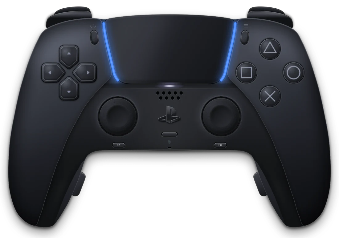 A DualSense Edge drawn in Haptella, showing its Fn buttons and back paddles