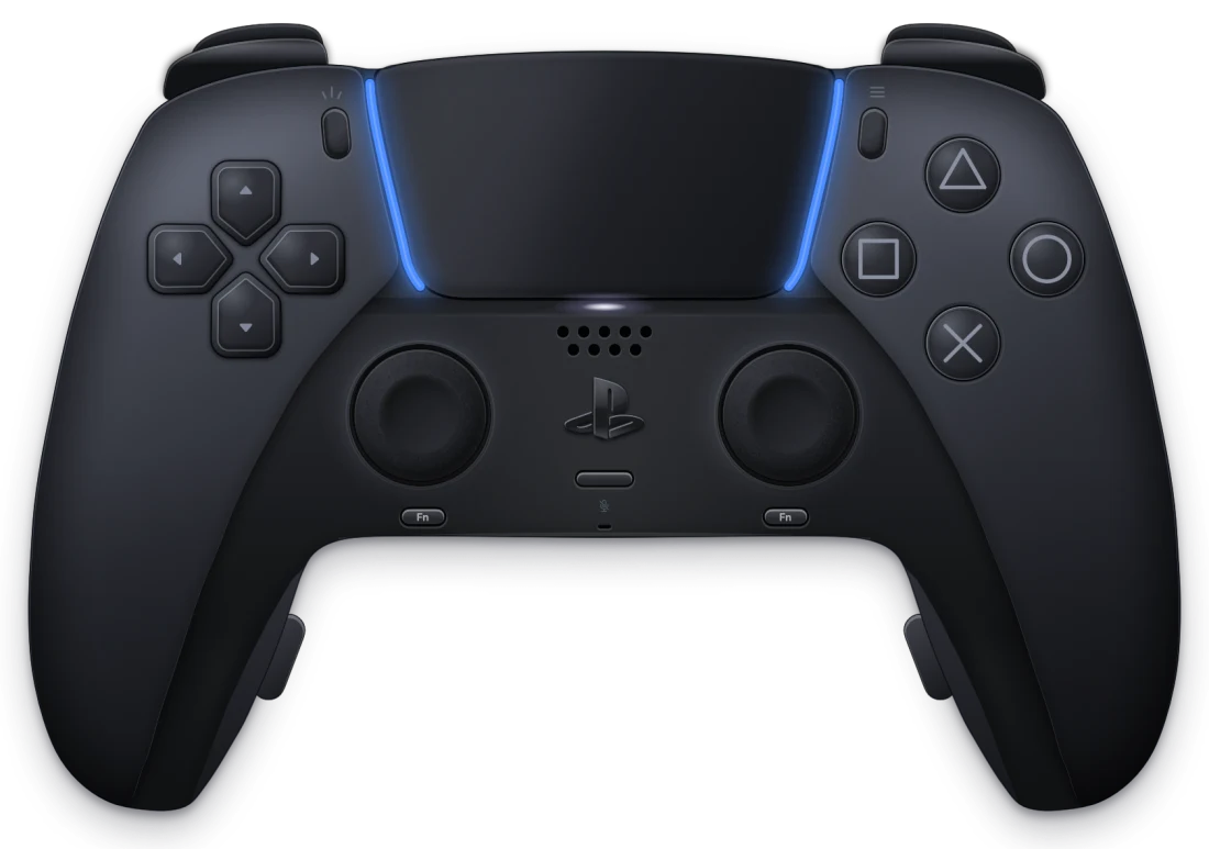 A DualSense Edge drawn in Haptella, showing its Fn buttons and back paddles